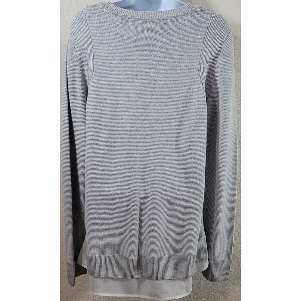 Hilary Radley Gray Marled Layered Hem Sweater Top Medium Lightweight Flowy Soft - Picture 3 of 7